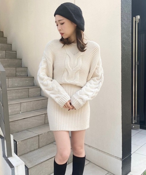 Chico（チコ）の「ニットベレー帽（ハンチング/ベレー帽・レディース・グレー/アイボリー/ブラック・FREE）」の20枚目の写真