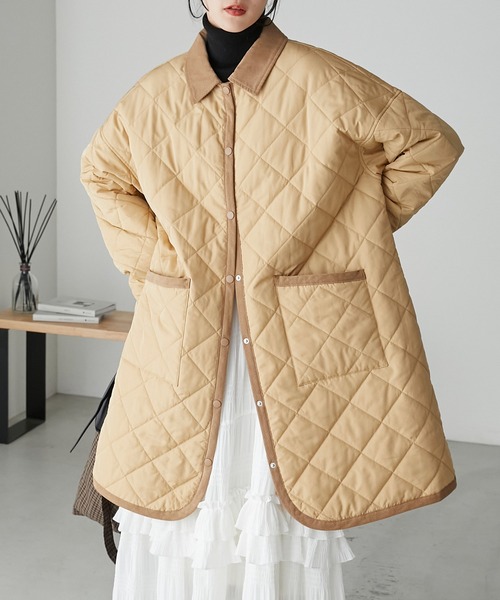 forksy.（フォルクシー）の「【forksy.】コーデュロイパイピング キルティングミドルジャケット（その他アウター・レディース・チェック/カーキ/ベージュ/ブラック・FREE）」の13枚目の写真