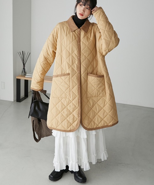 forksy.（フォルクシー）の「【forksy.】コーデュロイパイピング キルティングミドルジャケット（その他アウター・レディース・チェック/カーキ/ベージュ/ブラック・FREE）」の14枚目の写真