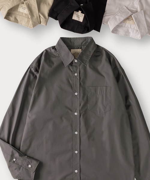 SlashDate（スラッシュデイト）の「ブロードレギュラーカラーシャツ/無地＆ストライプ/リラックスフィット（シャツ/ブラウス・メンズ・ブルー/チャコールグレー/ブラック/ベージュ/ホワイト・L/M/XL）」の3枚目の写真
