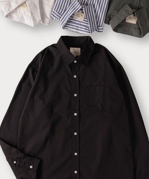 SlashDate（スラッシュデイト）の「ブロードレギュラーカラーシャツ/無地＆ストライプ/リラックスフィット（シャツ/ブラウス・メンズ・ブルー/チャコールグレー/ブラック/ベージュ/ホワイト・L/M/XL）」の2枚目の写真