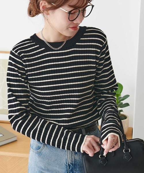 DISCOAT(ディスコート)の「【WEB限定】リブ2WAY多釦プルオーバー(ニット/セーター・レディース・ブラック/グレー/オレンジ/ブルー/アイボリー/ホワイト系その他/グリーン系その他/ネイビー/ブラウン/ブラック×ホワイト・FREE)」の22枚目の写真