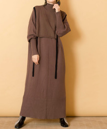 【WEB限定アイテム】ﾀｰﾄﾙ付け衿&ﾆｯﾄﾜﾝﾋﾟｰｽSET