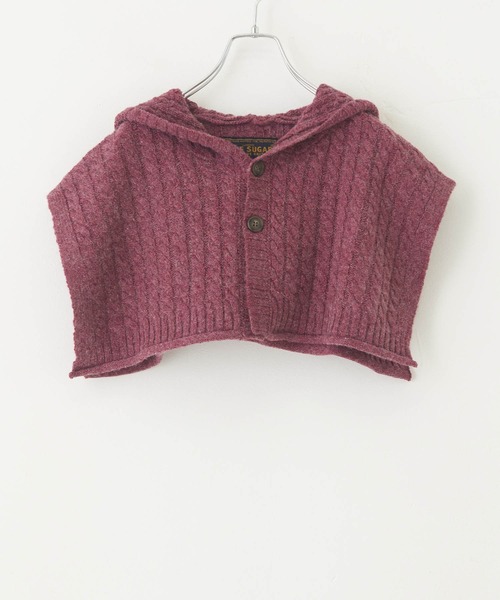 CUBE SUGAR（キューブシュガー）の「アンティークニットバラクラバケープ（ネックウォーマー/スヌード・レディース・グリーン/チャコールグレー/ピンク/ナチュラル・M）」の22枚目の写真