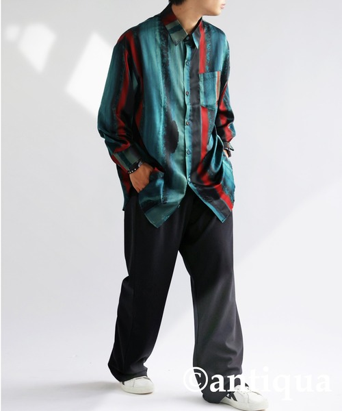 antiqua（アンティカ）の「ニュアンスストライプシャツ（シャツ/ブラウス・レディース・ブルー/イエロー・FREE）」の4枚目の写真