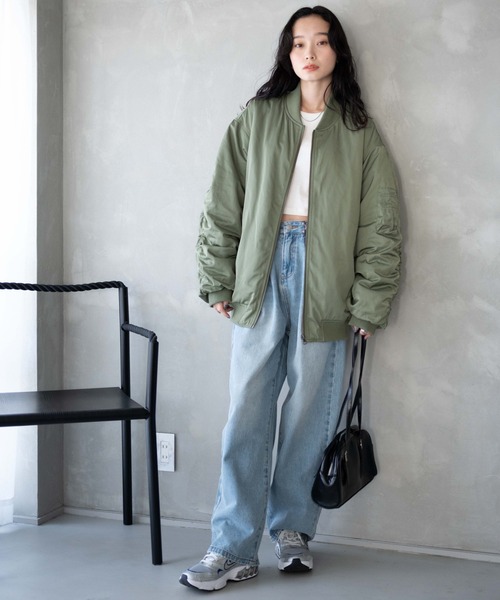 WEGO(ウィゴー)の「WEGO/ヴィンテージライクMA-1(MA-1・レディース・ブラック/カーキ・FREE)」の4枚目の写真