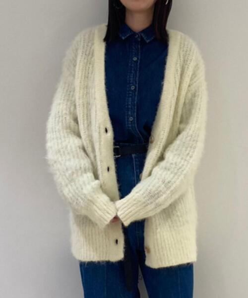 CITEN（シテン）の「＜CITEN＞シャギー ニット カーディガン（カーディガン/ボレロ・レディース・コバルトブルー/ピンク/ダークグレー/オフホワイト・FREE）」の11枚目の写真