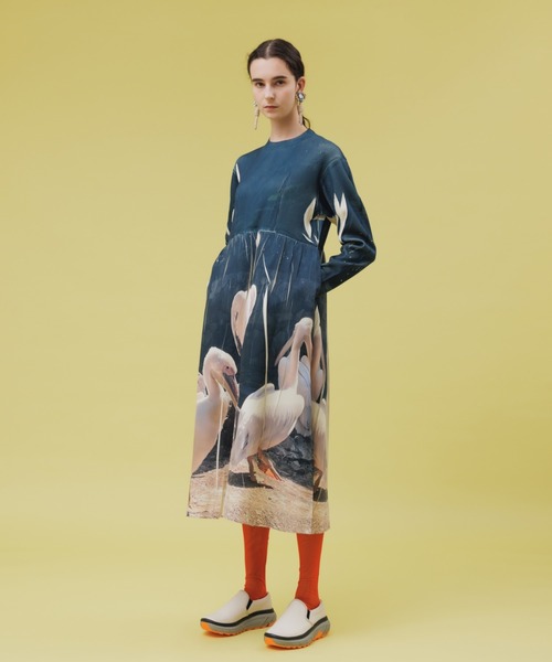 NON TOKYO/ノントーキョー/ダイレクトプリントリブギャザーワンピース