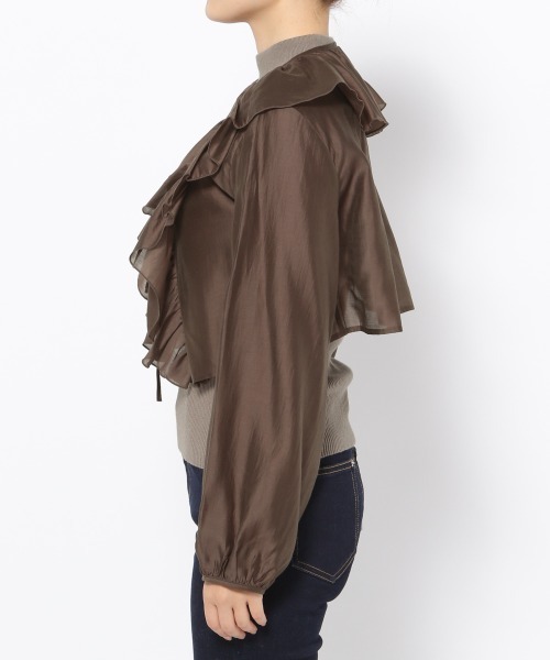 mysty woman(ミスティウーマン)の「プチハイニットブラウスSET 992627(シャツ/ブラウス・レディース・オフホワイト/ブラウン・FREE)」の7枚目の写真