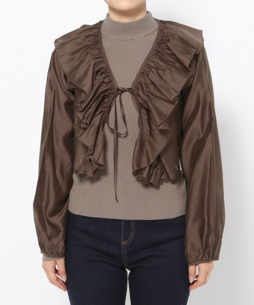 mysty woman(ミスティウーマン)の「プチハイニットブラウスSET 992627(シャツ/ブラウス・レディース・オフホワイト/ブラウン・FREE)」の22枚目の写真