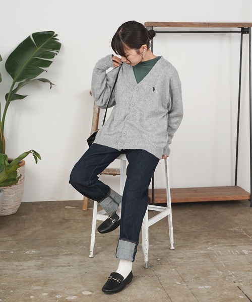 カーディガン ROOPTOKYO別注 U.S. POLO ASSN./ユーエスポロアッスン シャギーニットカーディガン ロゴ刺繍 レディース メンズ U.S. POLO ASSN. カーディガン ROOPTOKYO別注 ASSN./ユーエス