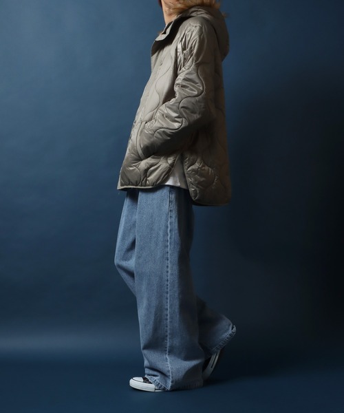 【セール】Quilting Fly front Huudie Jacket/キルティング 比翼仕立て ファー付き フード ジャケット（ミリタリージャケット）｜ANPAS（アンパス）