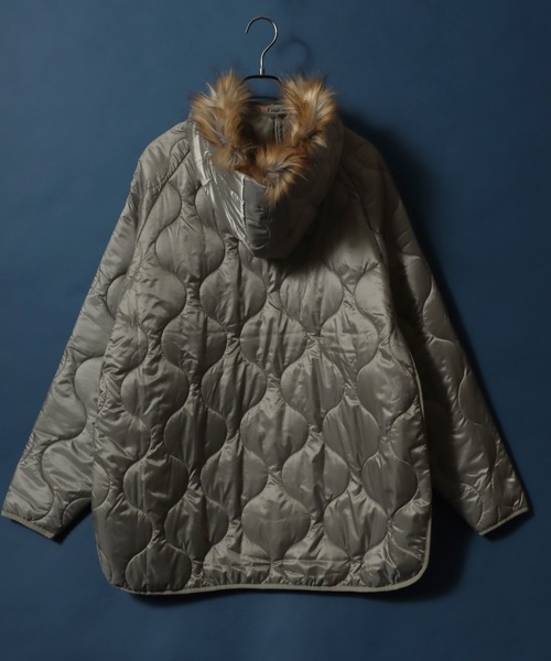 【セール】Quilting Fly front Huudie Jacket/キルティング 比翼仕立て ファー付き フード ジャケット（ミリタリージャケット）｜ANPAS（アンパス）