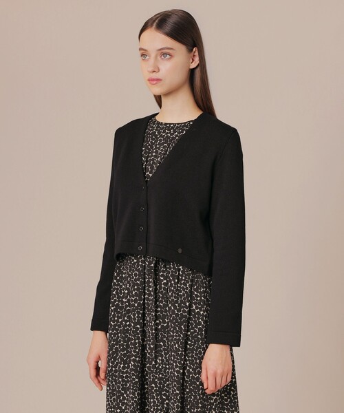 MACKINTOSH LONDON（マッキントッシュ ロンドン）の「ウールカシミヤショートカーディガン（カーディガン/ボレロ・レディース・ブラック/オフホワイト・38）」の6枚目の写真