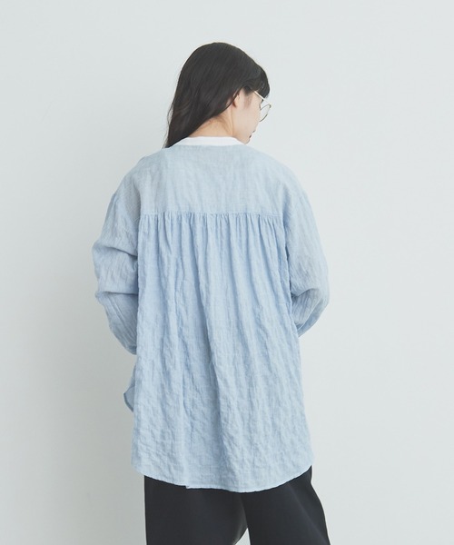 bulle de savon（ビュルデサボン）の「shirring stripe shirt（シャツ 