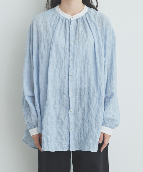 bulle de savon（ビュルデサボン）の「shirring stripe shirt（シャツ 