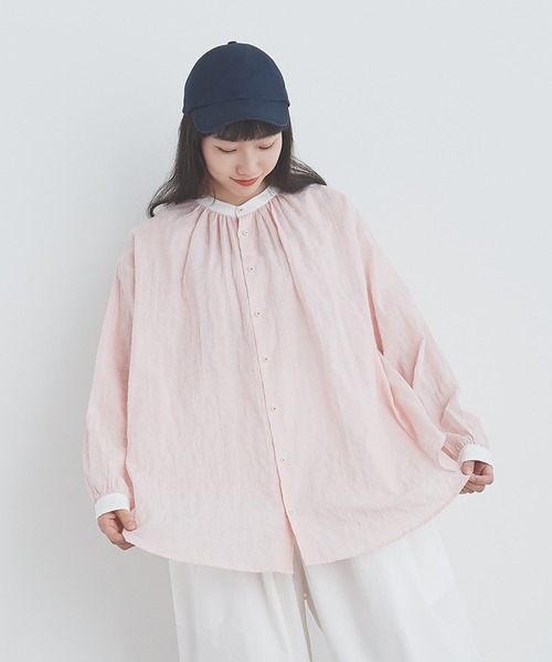 bulle de savon（ビュルデサボン）の「shirring stripe shirt（シャツ 