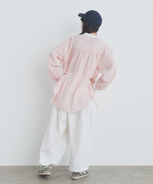 bulle de savon（ビュルデサボン）の「shirring stripe shirt（シャツ 