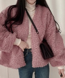 ボアジャケットレディースふんわりブルゾン