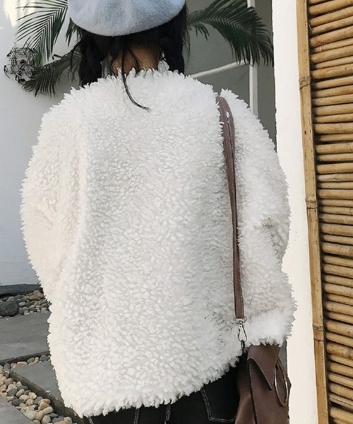 Miniministore（ミニミニストア）の「ボアジャケットレディースふんわりブルゾン（ブルゾン・レディース・ピンク/オフホワイト/ブラック・L）」の9枚目の写真