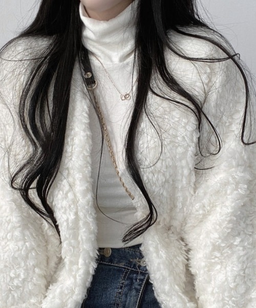 Miniministore（ミニミニストア）の「ボアジャケットレディースふんわりブルゾン（ブルゾン・レディース・ピンク/オフホワイト/ブラック・L）」の10枚目の写真