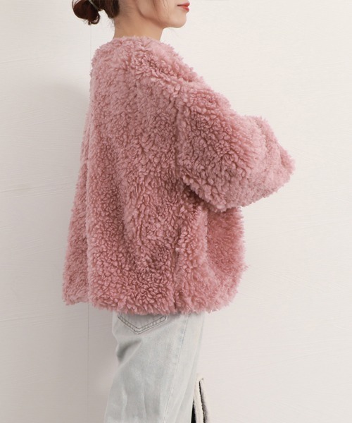 Miniministore（ミニミニストア）の「ボアジャケットレディースふんわりブルゾン（ブルゾン・レディース・ピンク/オフホワイト/ブラック・L）」の17枚目の写真