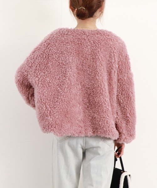 Miniministore（ミニミニストア）の「ボアジャケットレディースふんわりブルゾン（ブルゾン・レディース・ピンク/オフホワイト/ブラック・L）」の18枚目の写真