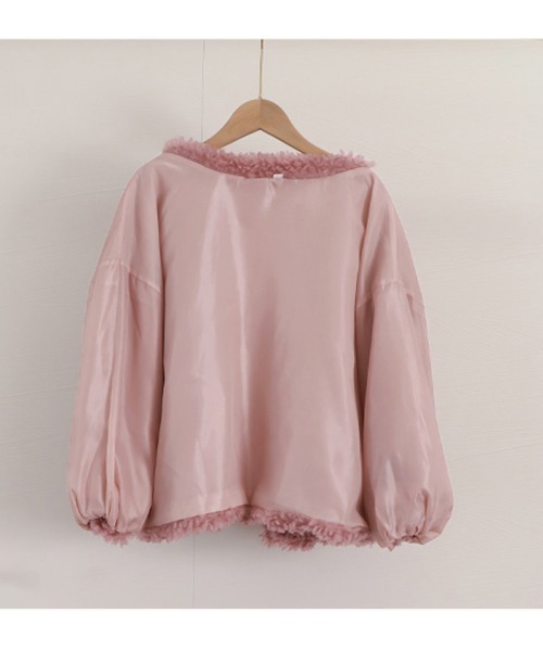 Miniministore（ミニミニストア）の「ボアジャケットレディースふんわりブルゾン（ブルゾン・レディース・ピンク/オフホワイト/ブラック・L）」の22枚目の写真