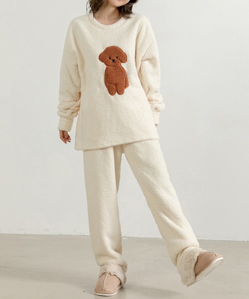 トイプードル　ルームウェアセット　ホワイト残りわずか 宅配便】もこもこトイプードルルームウエア／roomwear197 | DAY CLOSET