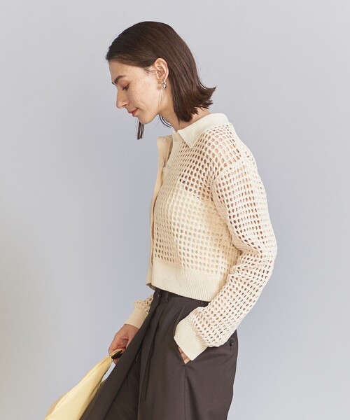 BEAUTY&YOUTH UNITED ARROWS（ビューティーアンドユースユナイテッドアローズ）の「コットンナイロン メッシュニットカーディガン（カーディガン/ボレロ・レディース・オフホワイト/オレンジ/ブラック・FREE）」の5枚目の写真
