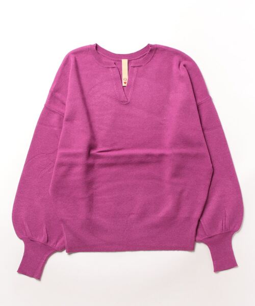 Q（キュー）の「キーネックぽわん袖ニット（ニット/セーター・レディース・ホワイト/ホワイト系/ブラック/ピンク・MEDIUM）」の8枚目の写真