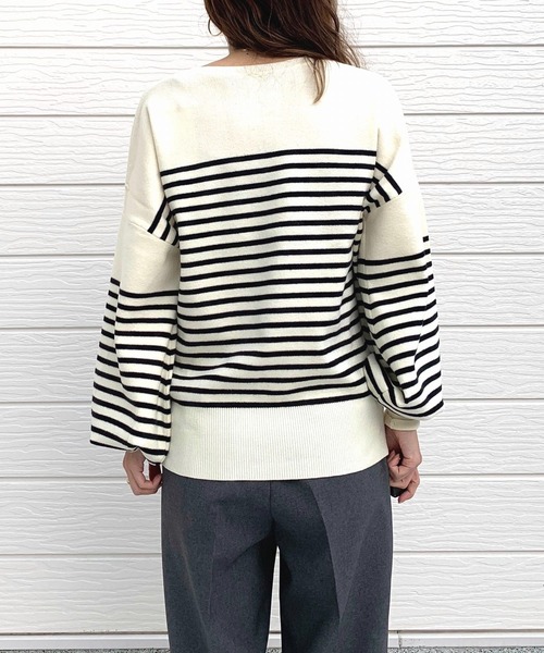 Q（キュー）の「キーネックぽわん袖ニット（ニット/セーター・レディース・ホワイト/ホワイト系/ブラック/ピンク・MEDIUM）」の12枚目の写真