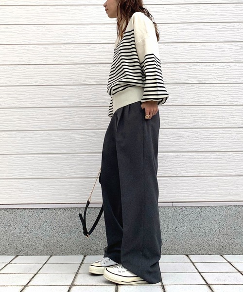 Q（キュー）の「キーネックぽわん袖ニット（ニット/セーター・レディース・ホワイト/ホワイト系/ブラック/ピンク・MEDIUM）」の21枚目の写真