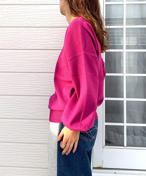 Q（キュー）の「キーネックぽわん袖ニット（ニット/セーター・レディース・ホワイト/ホワイト系/ブラック/ピンク・MEDIUM）」の15枚目の写真