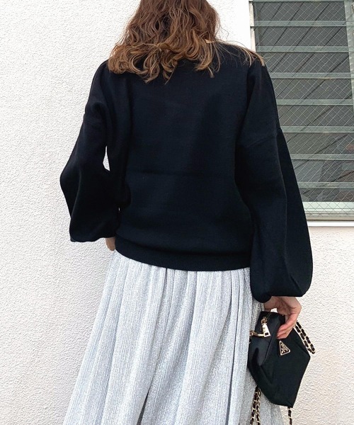 Q（キュー）の「キーネックぽわん袖ニット（ニット/セーター・レディース・ホワイト/ホワイト系/ブラック/ピンク・MEDIUM）」の20枚目の写真