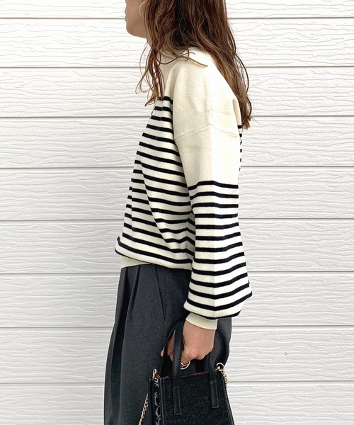 Q（キュー）の「キーネックぽわん袖ニット（ニット/セーター・レディース・ホワイト/ホワイト系/ブラック/ピンク・MEDIUM）」の18枚目の写真