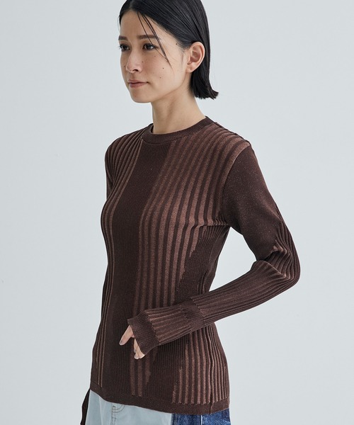 UNITED TOKYO（ユナイテッドトウキョウ）の「シューティングリブニット｜ウォッシャブル（ニット/セーター・レディース・ブラック/ホワイト/ブラウン/ブルー・FREE）」の13枚目の写真