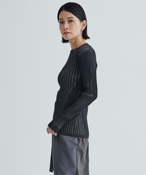 UNITED TOKYO（ユナイテッドトウキョウ）の「シューティングリブニット｜ウォッシャブル（ニット/セーター・レディース・ブラック/ホワイト/ブラウン/ブルー・FREE）」の6枚目の写真