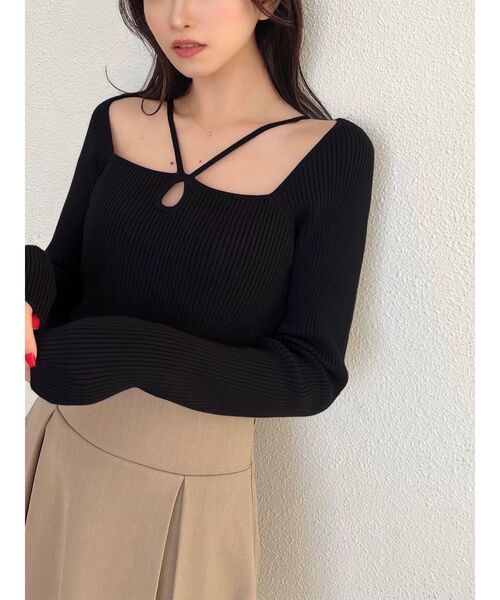 RESEXXY（リゼクシー）の「ポイントオープンニットトップス（ニット/セーター・レディース・その他1/ブラック/ブルー/アイボリー・FREE）」の3枚目の写真