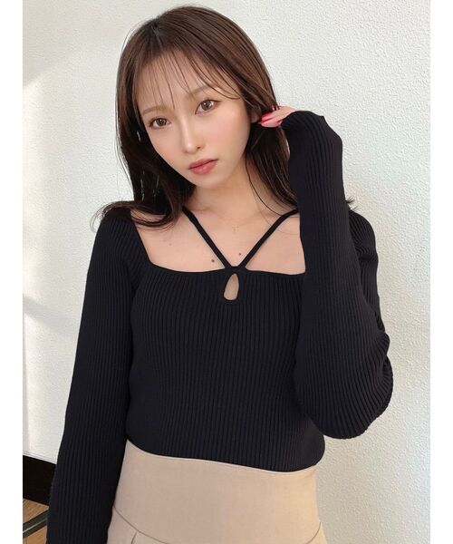 RESEXXY（リゼクシー）の「ポイントオープンニットトップス（ニット/セーター・レディース・その他1/ブラック/ブルー/アイボリー・FREE）」の20枚目の写真