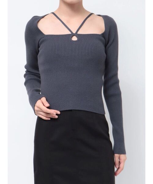 RESEXXY（リゼクシー）の「ポイントオープンニットトップス（ニット/セーター・レディース・その他1/ブラック/ブルー/アイボリー・FREE）」の9枚目の写真