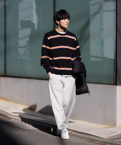 JOURNAL STANDARD relume(ジャーナルスタンダード レリューム)の「【HARDIN KNITWEAR / ハーディン ニットウェア】別注 ボーダーコットンニット(ニット/セーター・メンズ・ベージュ系その他/ブラック/ネイビー・LARGE/MEDIUM)」の6枚目の写真