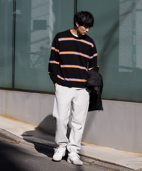 JOURNAL STANDARD relume(ジャーナルスタンダード レリューム)の「【HARDIN KNITWEAR / ハーディン ニットウェア】別注 ボーダーコットンニット(ニット/セーター・メンズ・ベージュ系その他/ブラック/ネイビー・LARGE/MEDIUM)」の7枚目の写真