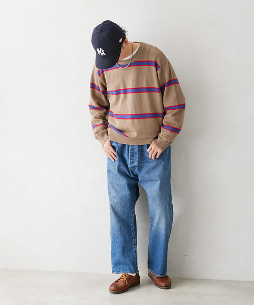 JOURNAL STANDARD relume(ジャーナルスタンダード レリューム)の「【HARDIN KNITWEAR / ハーディン ニットウェア】別注 ボーダーコットンニット(ニット/セーター・メンズ・ベージュ系その他/ブラック/ネイビー・LARGE/MEDIUM)」の17枚目の写真