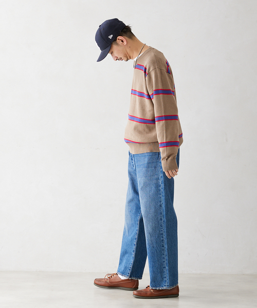 JOURNAL STANDARD relume(ジャーナルスタンダード レリューム)の「【HARDIN KNITWEAR / ハーディン ニットウェア】別注 ボーダーコットンニット(ニット/セーター・メンズ・ベージュ系その他/ブラック/ネイビー・LARGE/MEDIUM)」の18枚目の写真