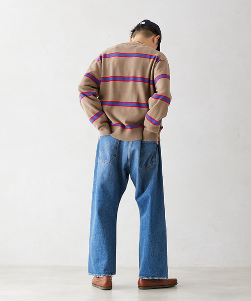 JOURNAL STANDARD relume(ジャーナルスタンダード レリューム)の「【HARDIN KNITWEAR / ハーディン ニットウェア】別注 ボーダーコットンニット(ニット/セーター・メンズ・ベージュ系その他/ブラック/ネイビー・LARGE/MEDIUM)」の19枚目の写真