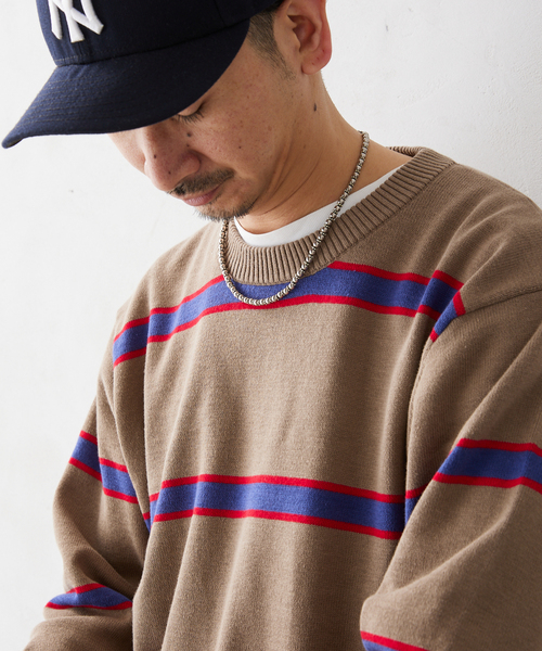 JOURNAL STANDARD relume(ジャーナルスタンダード レリューム)の「【HARDIN KNITWEAR / ハーディン ニットウェア】別注 ボーダーコットンニット(ニット/セーター・メンズ・ベージュ系その他/ブラック/ネイビー・LARGE/MEDIUM)」の22枚目の写真