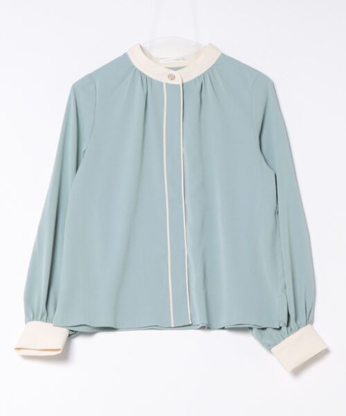 natural couture（ナチュラルクチュール）の「WEB限定 / バイカラーデザイン釦ブラウス（シャツ/ブラウス・レディース・オフホワイト/ベージュ/アイボリー/ピンクベージュ/ネイビー/ミント/グリーン系その他/ピンク系その他・FREE）」の6枚目の写真