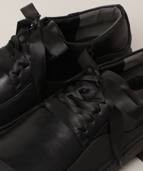 JEANASIS（ジーナシス）の「フェイクレザーレースアップシューズ/105291（ドレスシューズ・レディース・ブラック/ブラック×ホワイト・MEDIUM/LARGE）」の11枚目の写真
