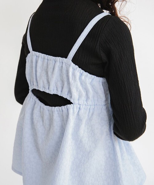 BRANSHES（ブランシェス）の「ポコポコジャガードブラウス（キャミソール・キッズ・アイボリー/ブルー・120/110/130/150/100/90/140）」の7枚目の写真